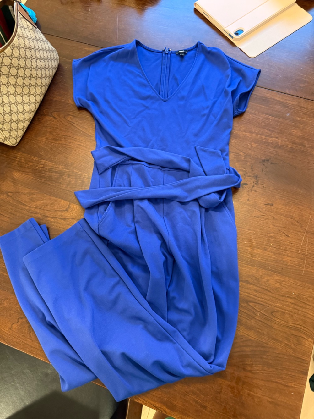 Express Royal Blue Jumpsuit with Tie Belt